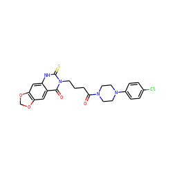 O=C(CCCn1c(=S)[nH]c2cc3c(cc2c1=O)OCO3)N1CCN(c2ccc(Cl)cc2)CC1 ZINC000002975280