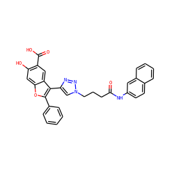 O=C(CCCn1cc(-c2c(-c3ccccc3)oc3cc(O)c(C(=O)O)cc23)nn1)Nc1ccc2ccccc2c1 ZINC000066112085