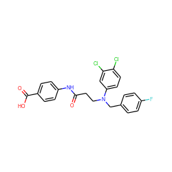 O=C(CCN(Cc1ccc(F)cc1)c1ccc(Cl)c(Cl)c1)Nc1ccc(C(=O)O)cc1 ZINC000653699243