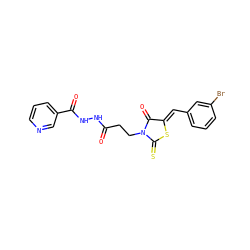 O=C(CCN1C(=O)/C(=C/c2cccc(Br)c2)SC1=S)NNC(=O)c1cccnc1 ZINC000008686422