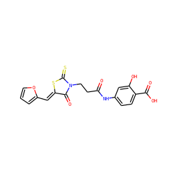 O=C(CCN1C(=O)/C(=C/c2ccco2)SC1=S)Nc1ccc(C(=O)O)c(O)c1 ZINC000002700448