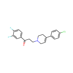 O=C(CCN1CC=C(c2ccc(Cl)cc2)CC1)c1ccc(F)c(F)c1 ZINC000013834234