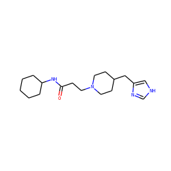 O=C(CCN1CCC(Cc2c[nH]cn2)CC1)NC1CCCCC1 ZINC000028563676