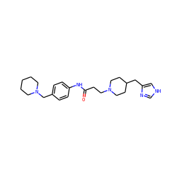 O=C(CCN1CCC(Cc2c[nH]cn2)CC1)Nc1ccc(CN2CCCCC2)cc1 ZINC000028570294