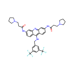 O=C(CCN1CCCC1)Nc1ccc2c(NCc3cc(C(F)(F)F)cc(C(F)(F)F)c3)c3ccc(NC(=O)CCN4CCCC4)cc3nc2c1 ZINC000028878752