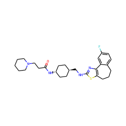 O=C(CCN1CCCCC1)N[C@H]1CC[C@H](CNc2nc3c(s2)CCCc2ccc(F)cc2-3)CC1 ZINC000261183446