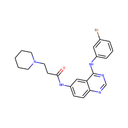 O=C(CCN1CCCCC1)Nc1ccc2ncnc(Nc3cccc(Br)c3)c2c1 ZINC000084671545