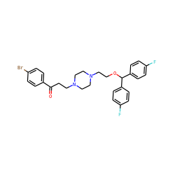 O=C(CCN1CCN(CCOC(c2ccc(F)cc2)c2ccc(F)cc2)CC1)c1ccc(Br)cc1 ZINC000028770960