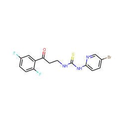 O=C(CCNC(=S)Nc1ccc(Br)cn1)c1cc(F)ccc1F ZINC000014943883
