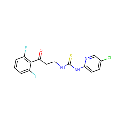 O=C(CCNC(=S)Nc1ccc(Cl)cn1)c1c(F)cccc1F ZINC000014943885