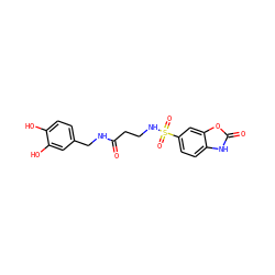 O=C(CCNS(=O)(=O)c1ccc2[nH]c(=O)oc2c1)NCc1ccc(O)c(O)c1 ZINC000103261942