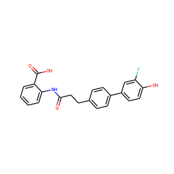 O=C(CCc1ccc(-c2ccc(O)c(F)c2)cc1)Nc1ccccc1C(=O)O ZINC000473090890