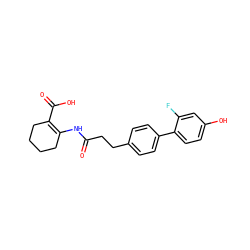 O=C(CCc1ccc(-c2ccc(O)cc2F)cc1)NC1=C(C(=O)O)CCCC1 ZINC001772639780