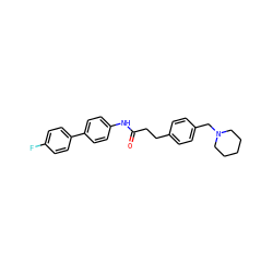 O=C(CCc1ccc(CN2CCCCC2)cc1)Nc1ccc(-c2ccc(F)cc2)cc1 ZINC000028649158