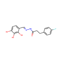 O=C(CCc1ccc(F)cc1)N/N=C/c1ccc(O)c(O)c1O ZINC001772636390