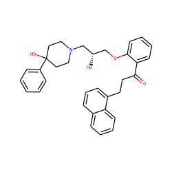 O=C(CCc1cccc2ccccc12)c1ccccc1OC[C@H](O)CN1CCC(O)(c2ccccc2)CC1 ZINC000013529164