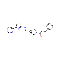 O=C(CCc1ccccc1)N1C[C@H]2[C@H](CNc3nc(-c4ccccn4)cs3)[C@H]2C1 ZINC000101637743