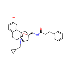 O=C(CCc1ccccc1)NC[C@@]12CC[C@@]3(O1)[C@H]1Cc4ccc(O)cc4[C@@]3(CCN1CC1CC1)C2 ZINC000101396439
