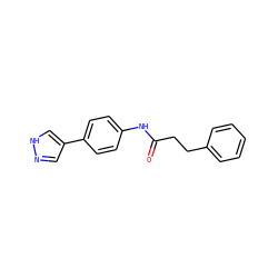 O=C(CCc1ccccc1)Nc1ccc(-c2cn[nH]c2)cc1 ZINC000095588762