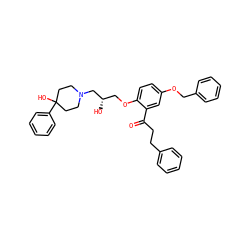 O=C(CCc1ccccc1)c1cc(OCc2ccccc2)ccc1OC[C@H](O)CN1CCC(O)(c2ccccc2)CC1 ZINC000096941794