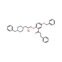O=C(CCc1ccccc1)c1cc(OCc2ccccc2)ccc1OC[C@H](O)CN1CCN(Cc2ccccc2)CC1 ZINC000027553526