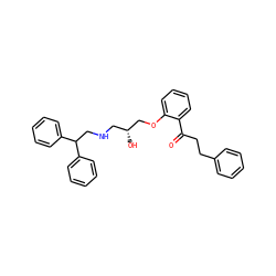 O=C(CCc1ccccc1)c1ccccc1OC[C@H](O)CNCC(c1ccccc1)c1ccccc1 ZINC000013529367