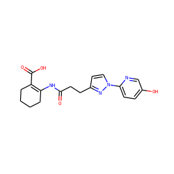 O=C(CCc1ccn(-c2ccc(O)cn2)n1)NC1=C(C(=O)O)CCCC1 ZINC000049034480