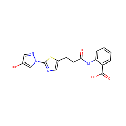 O=C(CCc1cnc(-n2cc(O)cn2)s1)Nc1ccccc1C(=O)O ZINC000028863450