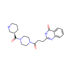 O=C(CCc1nc2ccccc2c(=O)[nH]1)N1CCN(C(=O)[C@@H]2CCCNC2)CC1 ZINC000103229421