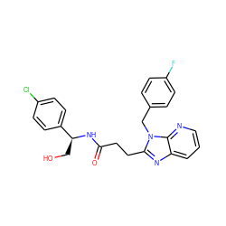 O=C(CCc1nc2cccnc2n1Cc1ccc(F)cc1)N[C@@H](CO)c1ccc(Cl)cc1 ZINC001772635306