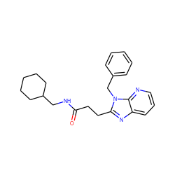 O=C(CCc1nc2cccnc2n1Cc1ccccc1)NCC1CCCCC1 ZINC001772622138