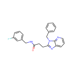 O=C(CCc1nc2cccnc2n1Cc1ccccc1)NCc1cccc(F)c1 ZINC001772653383