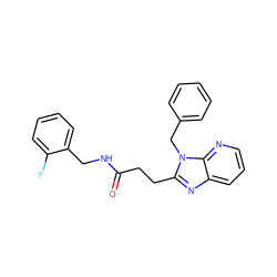 O=C(CCc1nc2cccnc2n1Cc1ccccc1)NCc1ccccc1F ZINC001772636748