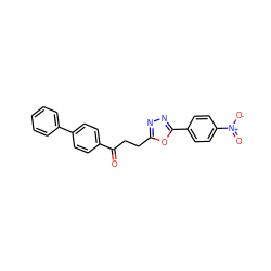 O=C(CCc1nnc(-c2ccc([N+](=O)[O-])cc2)o1)c1ccc(-c2ccccc2)cc1 ZINC000043074650