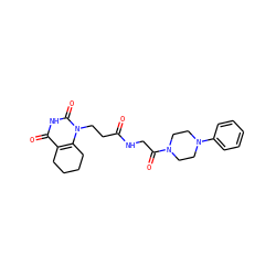 O=C(CCn1c2c(c(=O)[nH]c1=O)CCCC2)NCC(=O)N1CCN(c2ccccc2)CC1 ZINC000013860424