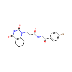 O=C(CCn1c2c(c(=O)[nH]c1=O)CCCC2)NCC(=O)c1ccc(Br)cc1 ZINC000013860408