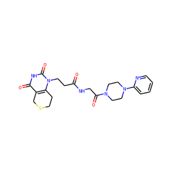 O=C(CCn1c2c(c(=O)[nH]c1=O)CSCC2)NCC(=O)N1CCN(c2ccccn2)CC1 ZINC000013860427