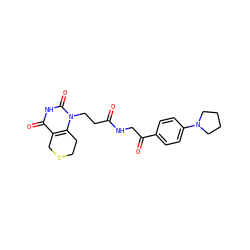 O=C(CCn1c2c(c(=O)[nH]c1=O)CSCC2)NCC(=O)c1ccc(N2CCCC2)cc1 ZINC000013860411