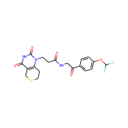 O=C(CCn1c2c(c(=O)[nH]c1=O)CSCC2)NCC(=O)c1ccc(OC(F)F)cc1 ZINC000013860407