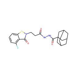 O=C(CCn1sc2cccc(F)c2c1=O)NNC(=O)C12CC3CC(CC(C3)C1)C2 ZINC000299818919
