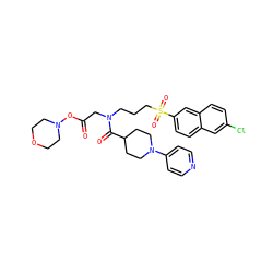 O=C(CN(CCCS(=O)(=O)c1ccc2cc(Cl)ccc2c1)C(=O)C1CCN(c2ccncc2)CC1)ON1CCOCC1 ZINC000034689267
