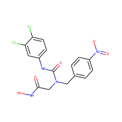 O=C(CN(Cc1ccc([N+](=O)[O-])cc1)C(=O)Nc1ccc(Cl)c(Cl)c1)NO ZINC000013808318