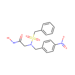 O=C(CN(Cc1ccc([N+](=O)[O-])cc1)S(=O)(=O)Cc1ccccc1)NO ZINC000013808253