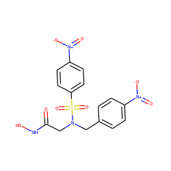 O=C(CN(Cc1ccc([N+](=O)[O-])cc1)S(=O)(=O)c1ccc([N+](=O)[O-])cc1)NO ZINC000013808265