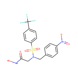 O=C(CN(Cc1ccc([N+](=O)[O-])cc1)S(=O)(=O)c1ccc(C(F)(F)F)cc1)NO ZINC000013561010