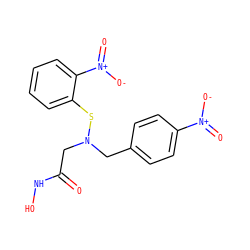 O=C(CN(Cc1ccc([N+](=O)[O-])cc1)Sc1ccccc1[N+](=O)[O-])NO ZINC000013808325