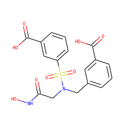 O=C(CN(Cc1cccc(C(=O)O)c1)S(=O)(=O)c1cccc(C(=O)O)c1)NO ZINC001772607737