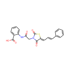 O=C(CN1C(=O)S/C(=C\C=C\c2ccccc2)C1=O)Nc1ccccc1C(=O)O ZINC000013638958
