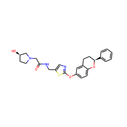 O=C(CN1CC[C@@H](O)C1)NCc1cnc(Oc2ccc3c(c2)CC[C@@H](c2ccccc2)O3)s1 ZINC000145454678