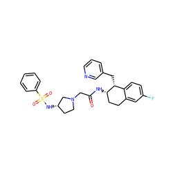 O=C(CN1CC[C@H](NS(=O)(=O)c2ccccc2)C1)N[C@H]1CCc2cc(F)ccc2[C@H]1Cc1cccnc1 ZINC000013804539